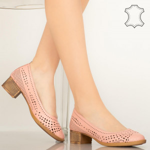 Pantofi piele naturala Lagon roz