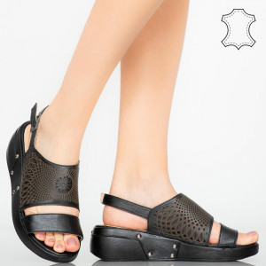 Platforme piele naturala Amo negre