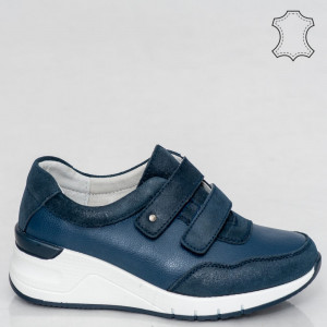 Platforme piele naturala Tod albastre