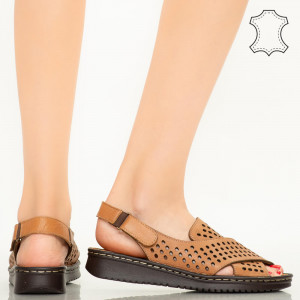 Sandale piele naturala Cox maro