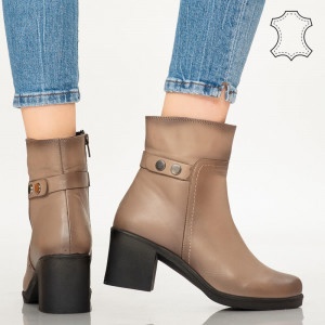 Botine piele naturala Act gri