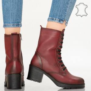 Botine piele naturala Gov bordo