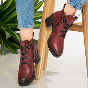 Botine piele naturala Nez bordo