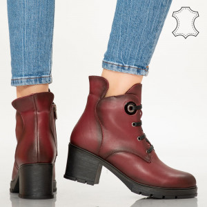 Botine piele naturala Nez bordo