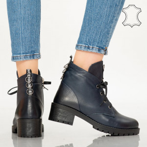 Botine piele naturala Pik albastre