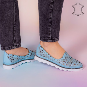 Pantofi piele naturala Bes albastri