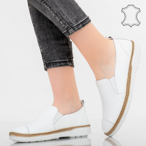 Pantofi piele naturala Bok albi