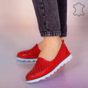 Pantofi piele naturala Bun rosii