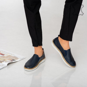 Pantofi piele naturala Erim bleumarin