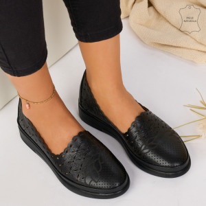 Pantofi Piele Naturala OME Negri