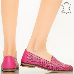 Pantofi piele naturala Timon fuchsia