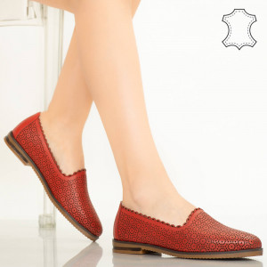 Pantofi piele naturala Timon rosii