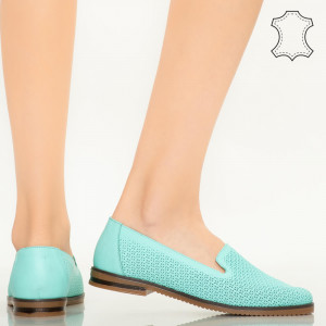 Pantofi piele naturala Velha turcoaz