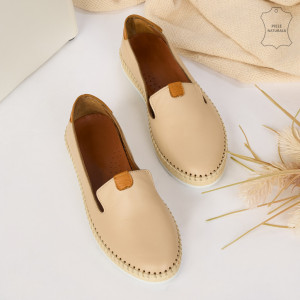 Pantofi Piele Naturala ZEX Bej