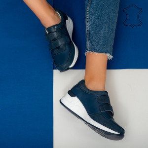 Platforme piele naturala Tod albastre
