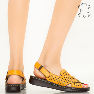 Sandale piele naturala Cox galbene