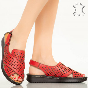 Sandale piele naturala Cox rosii
