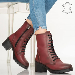 Botine piele naturala Gov bordo