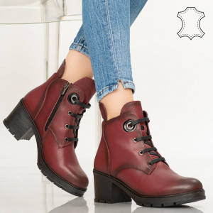 Botine piele naturala Nez bordo