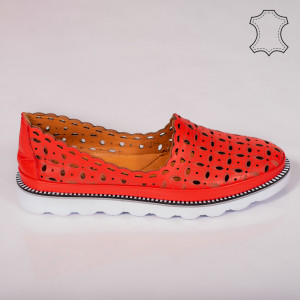 Pantofi piele naturala Bun rosii