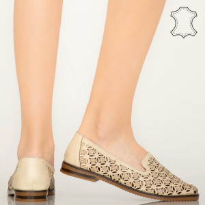 Pantofi piele naturala Bury bej