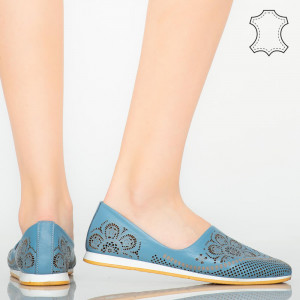 Pantofi piele naturala Cess albastri