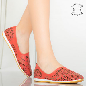 Pantofi piele naturala Cess rosii