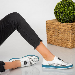 Pantofi piele naturala Laym albi