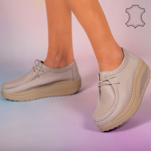 Pantofi piele naturala Maxo gri