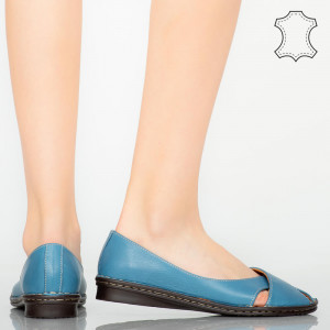 Pantofi piele naturala Nose albastii