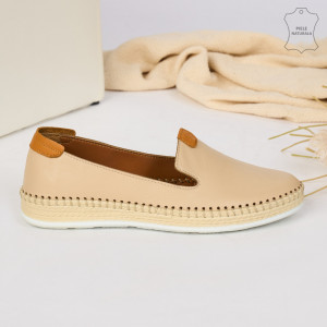Pantofi Piele Naturala ZEX Bej