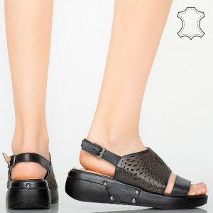 Platforme piele naturala Amo negre
