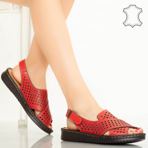 Sandale piele naturala Cox rosii