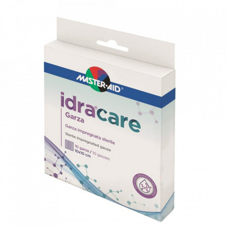 Compresă impregnată cu substanță grasă IdraCare, MASTER-AID, 10 BUC, 10X10 cm