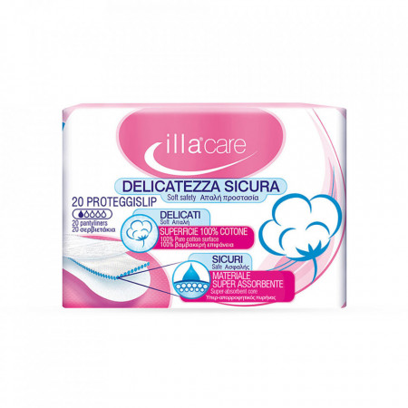 Absorbante bumbac zilnice - Illa Care, 20 bucăți