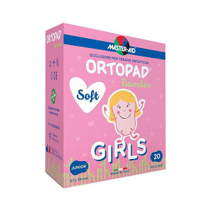 Ortopad Soft Girls – Ocluzoare colorate pentru fetițe, Master-Aid, 20 bucăți, Junior, 67x50mm