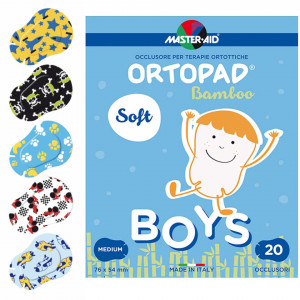 Ocluzor Ortopad Soft Boys, Master-Aid, pentru băieți, 20 bucăți, Mediu, 76x54mm