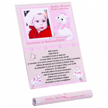 Invitatie Botez Papirus Pisicile Aristocrate