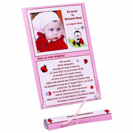 Invitatie Botez Papirus Buburuza