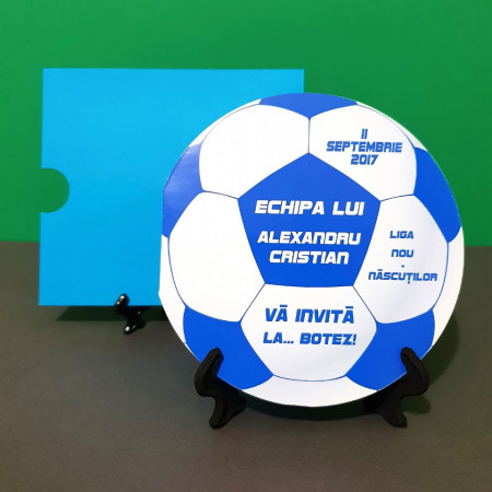 Invitatie Botez Fotbal Alb-Albastru