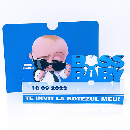 Invitatii pentru botez cu tematica baby boss marca bebestudio