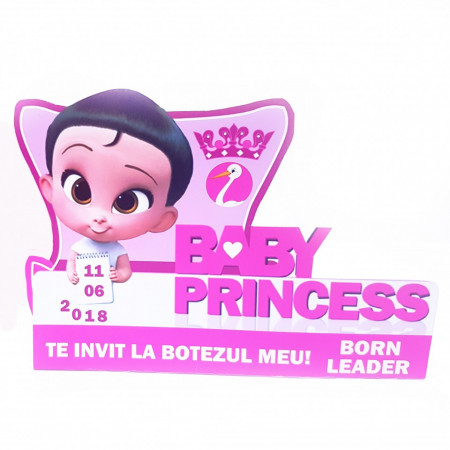 Invitatii Botez Contur Baby Princess 1