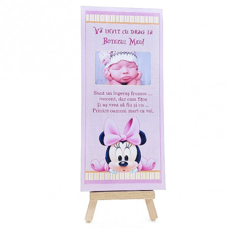 Invitatie Botez Cutie de Ciocolata Minnie Mouse 1