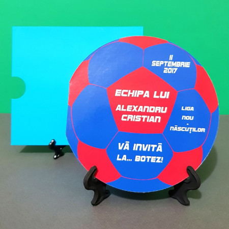 Invitatie Botez Fotbal Rosu-Alb-Albastru