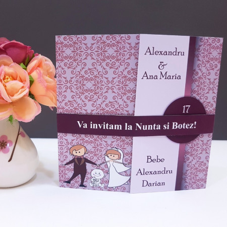 Invitatie 2 in 1 Nunta-Botez Regal NB3