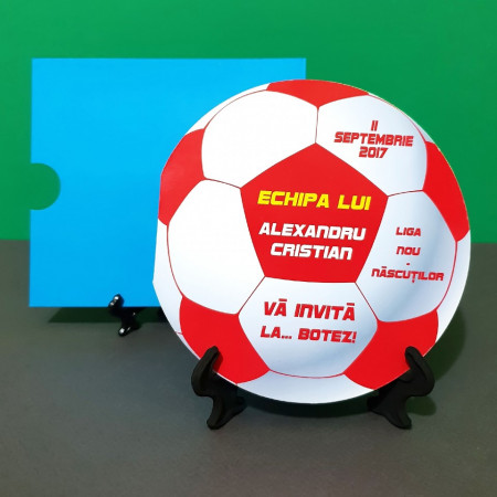 Invitatie Botez Fotbal Rosu-Alb-Galben