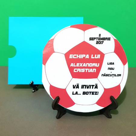Invitatie Botez Fotbal Rosu-Alb-Negru