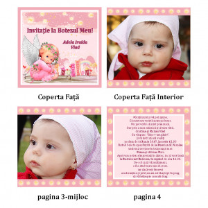 Invitatie Botez Carticica Ingeras Roz