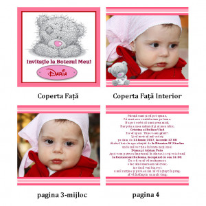 Invitatie Botez Carticica Me to you Roz