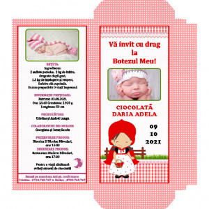 Invitatie Botez Cutie de Ciocolata Scufita Rosie 2